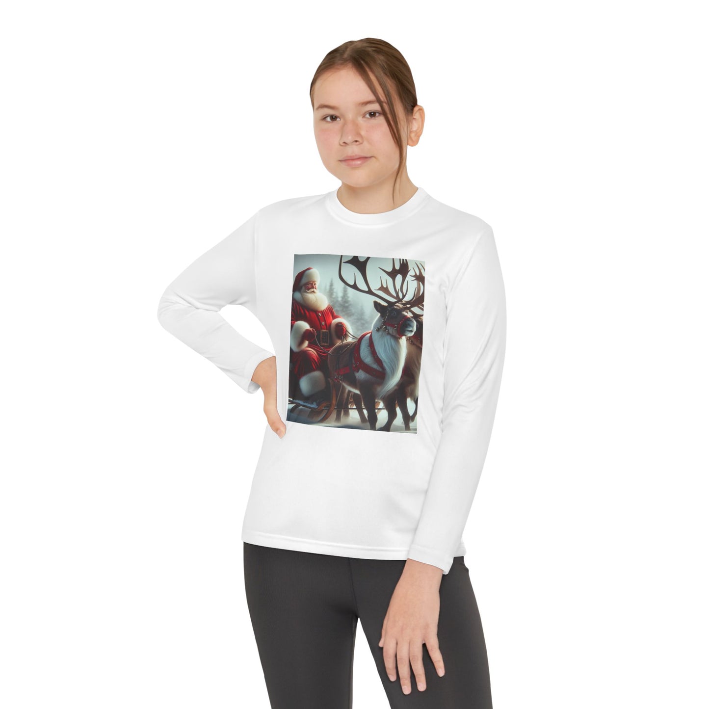 Youth Long Sleeve Competitor Tee (Santa/Reindeer)