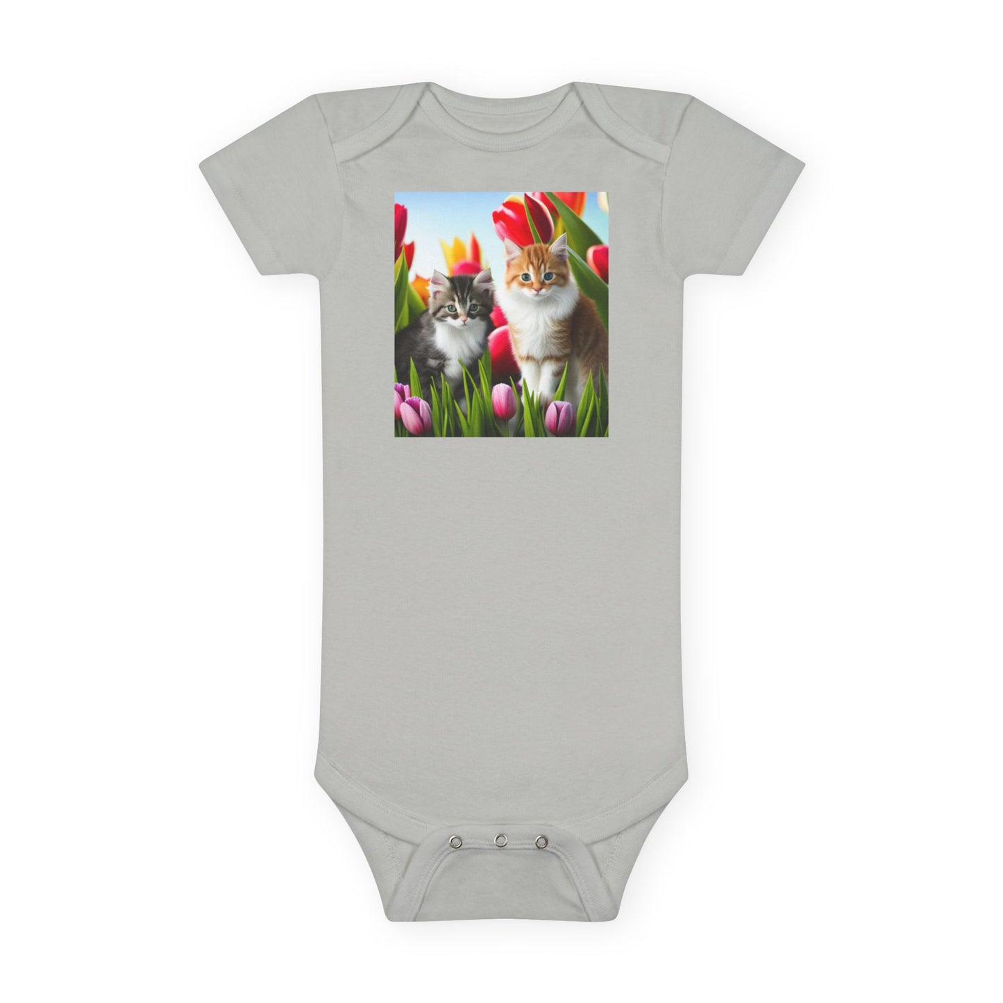 Baby Short Sleeve Onesie® (Kittens/Tulips)