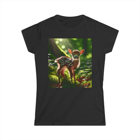 Women's Nature-Inspired Softstyle Tee - Adorable Fawn Graphic