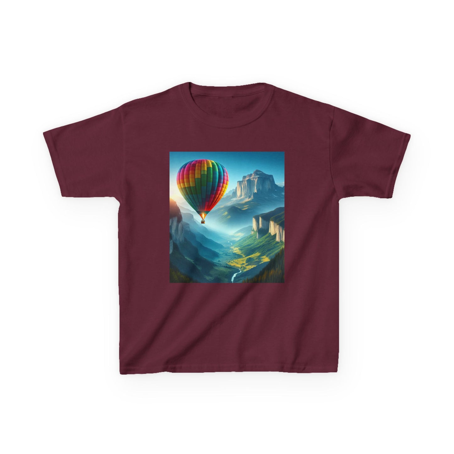 Kids Heavy Cotton™ Tee - Colorful Hot Air Balloon Adventure Tee for Young Explorers