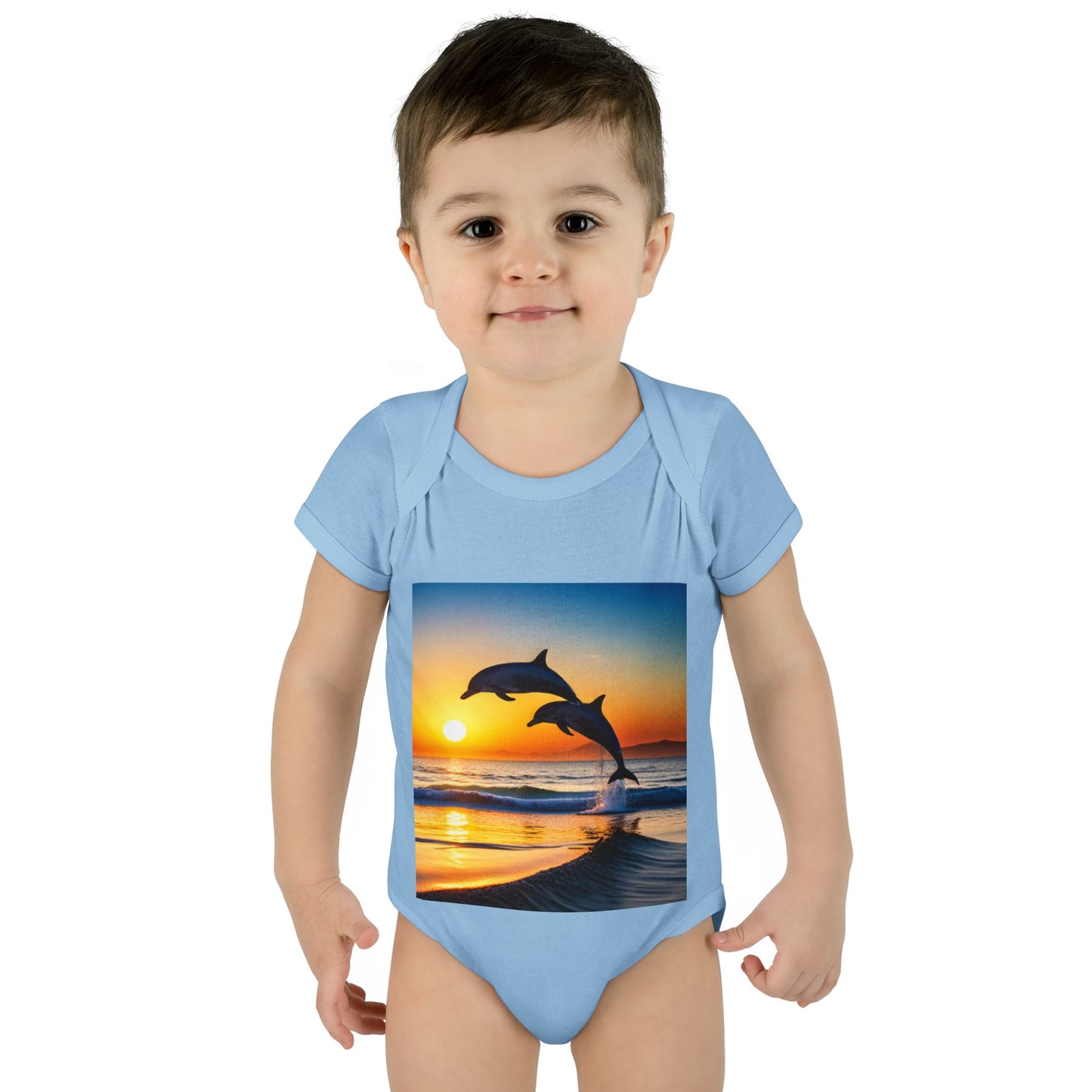 Infant Baby Rib Bodysuit (Dolphins)