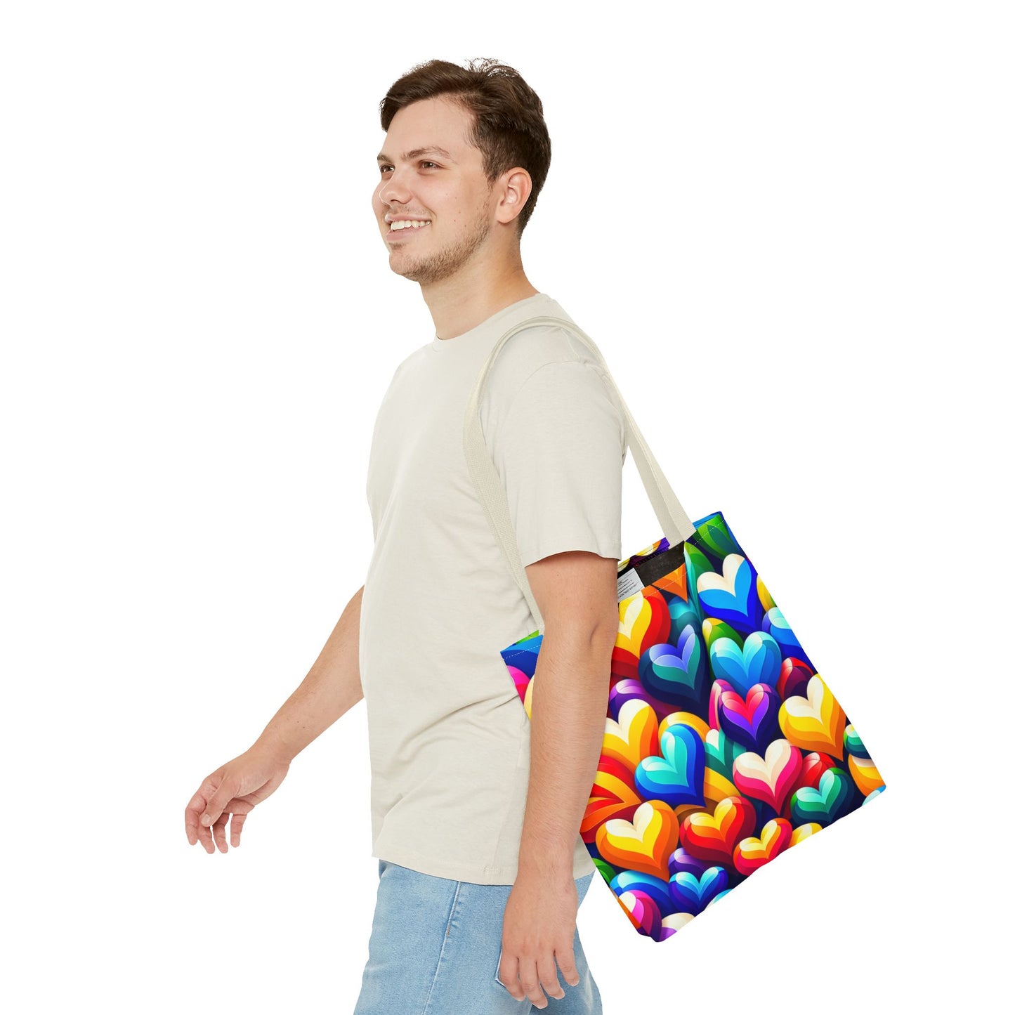 Tote Bag (AOP) (Colorful Hearts)