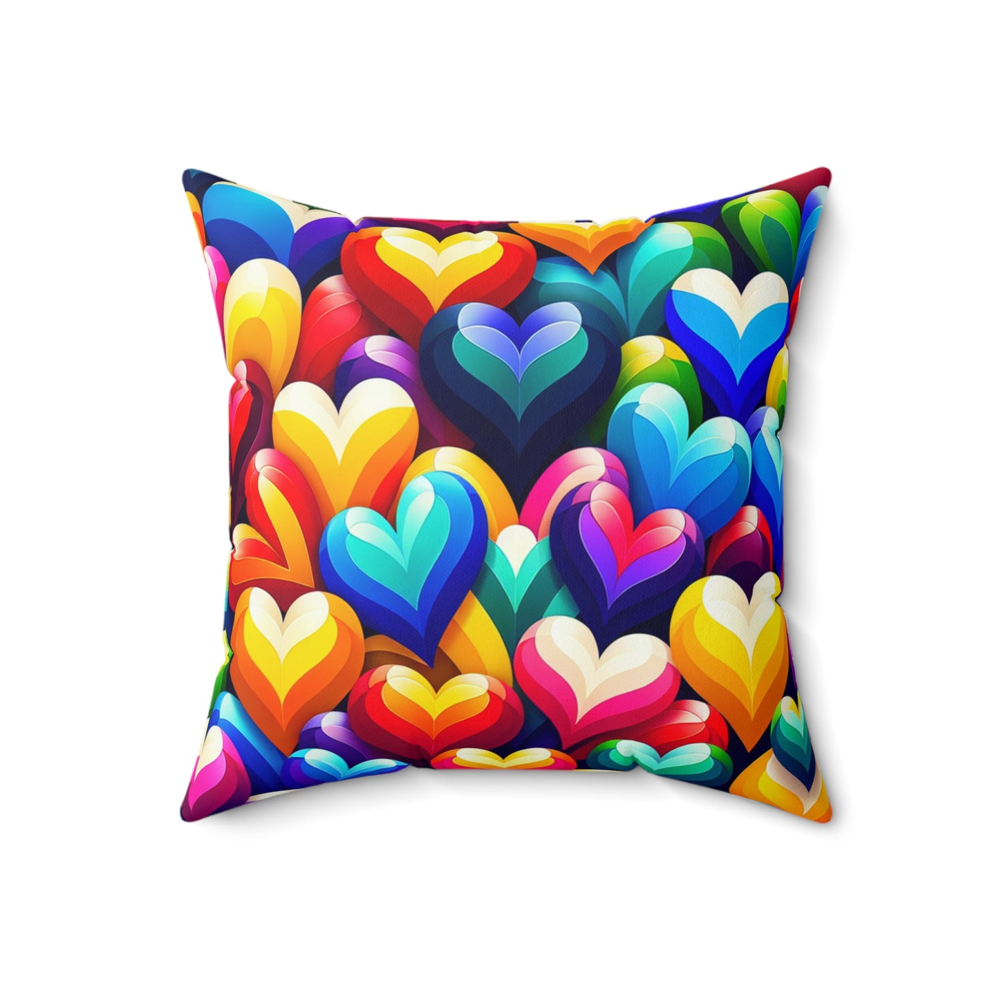Spun Polyester Square Pillow (Colorful Hearts)