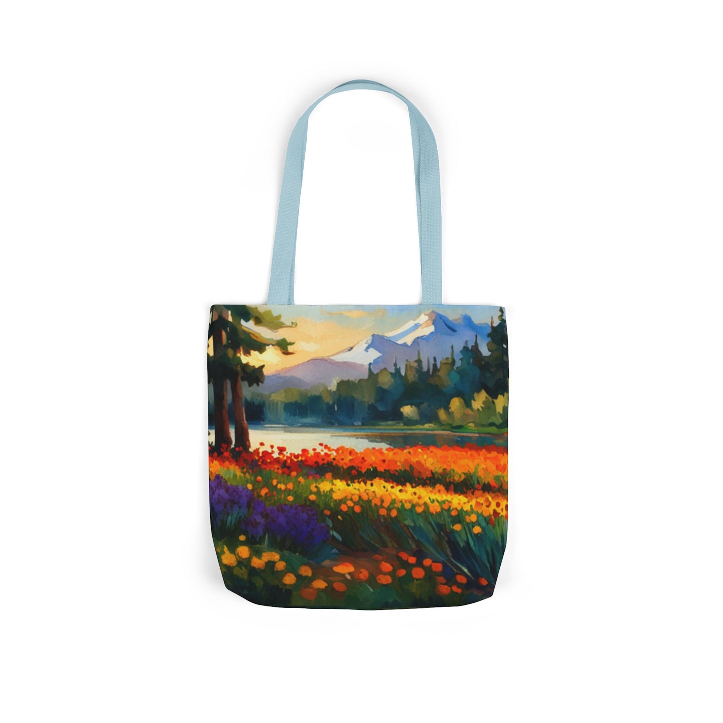 Canvas Tote Bag, 5-Color Straps (Flower Meadow)