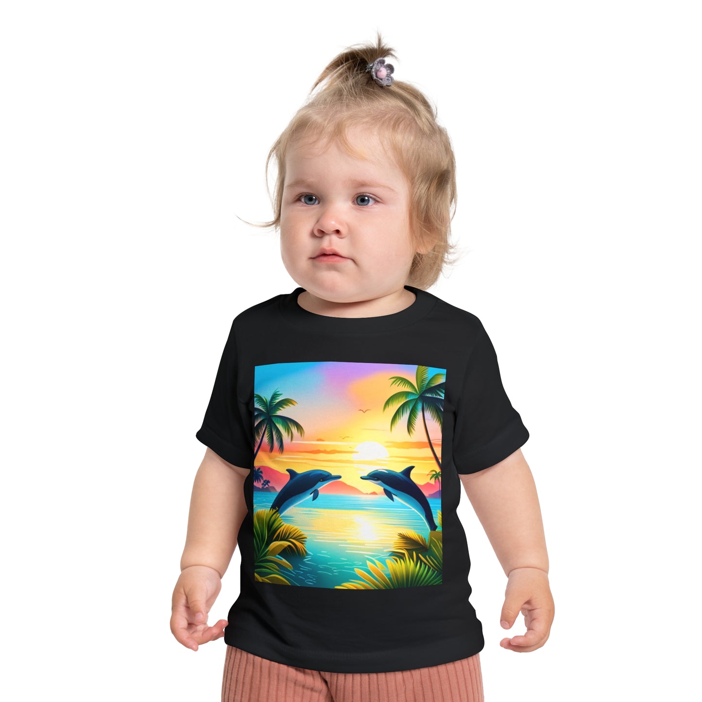 Baby Short Sleeve T-Shirt (Dolphin Palm Tree)