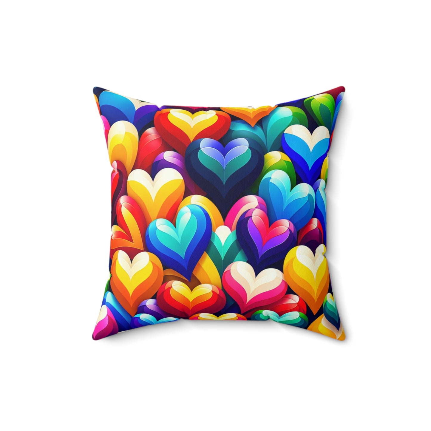 Spun Polyester Square Pillow (Colorful Hearts)