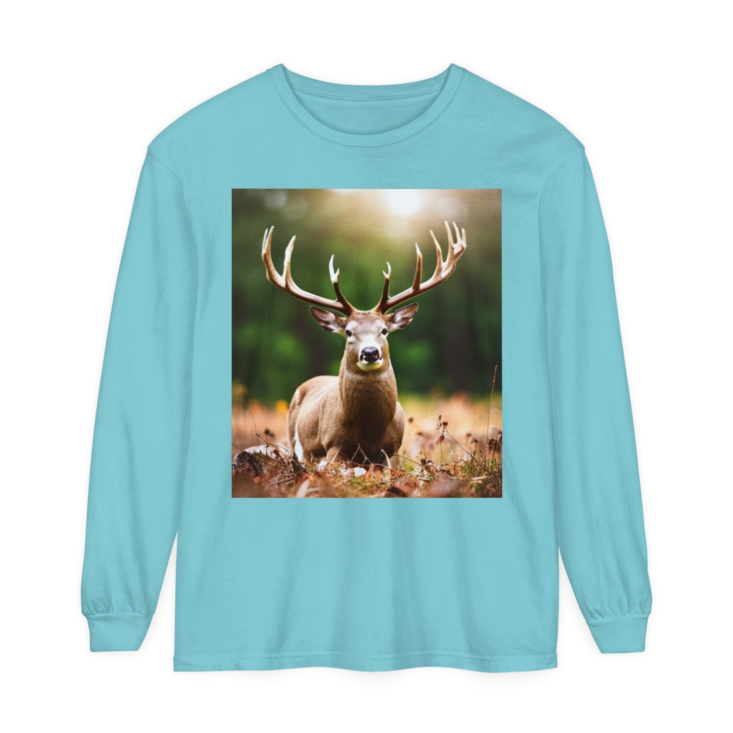Unisex Garment-dyed Long Sleeve T-Shirt (Deer)