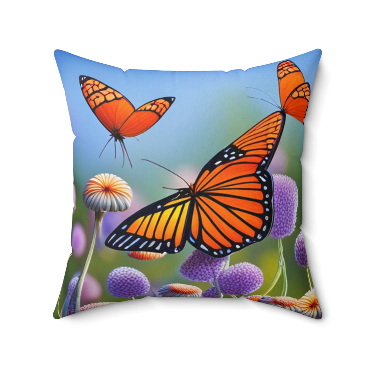 Spun Polyester Square Pillow (Monarch Butterflies)