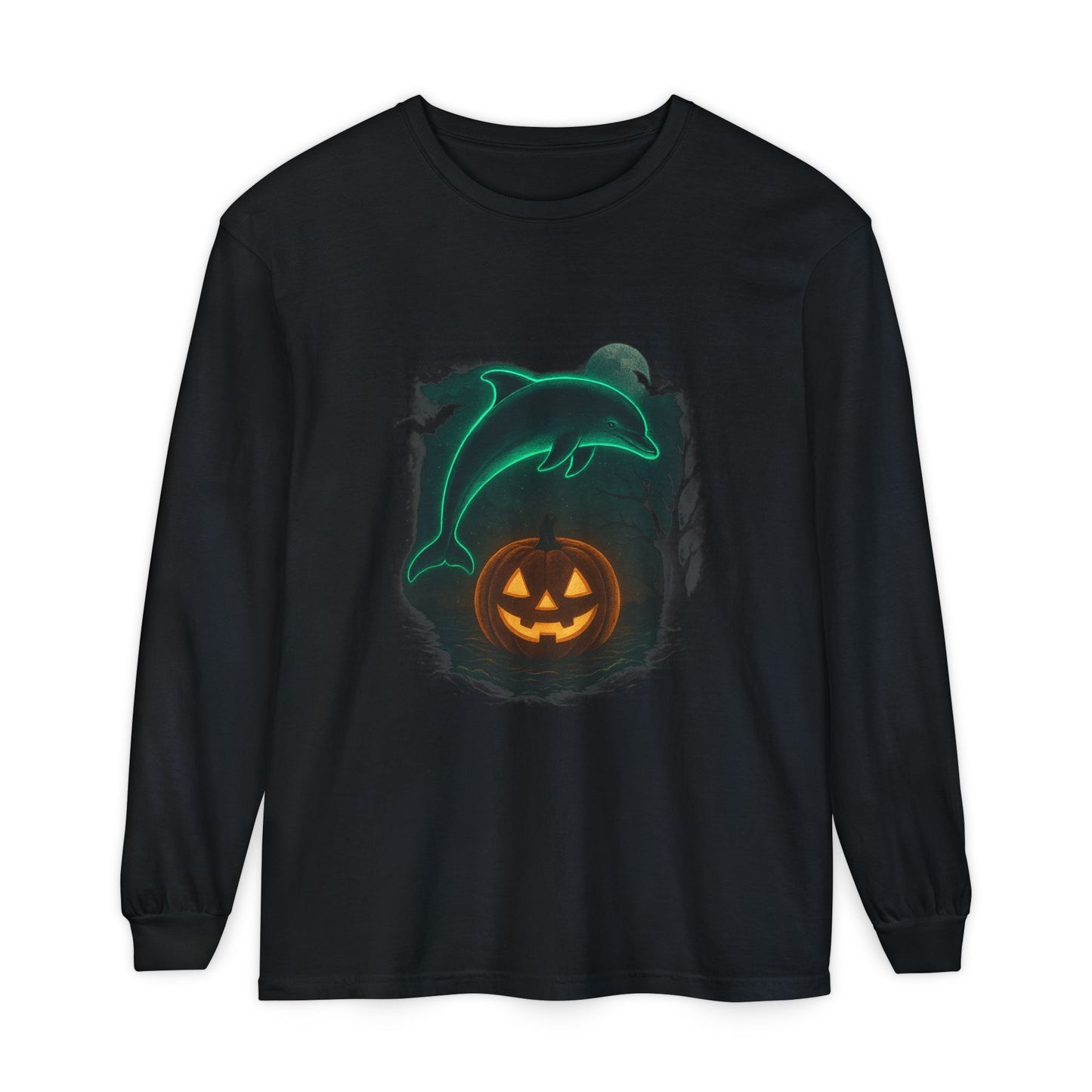 Spooky Dolphin Halloween Long Sleeve Tee