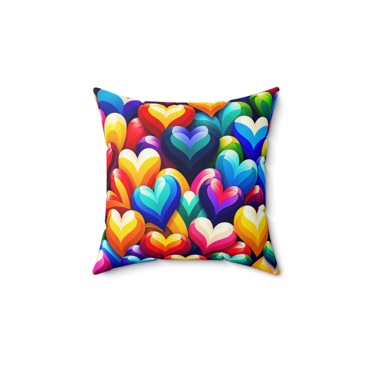 Spun Polyester Square Pillow (Colorful Hearts)