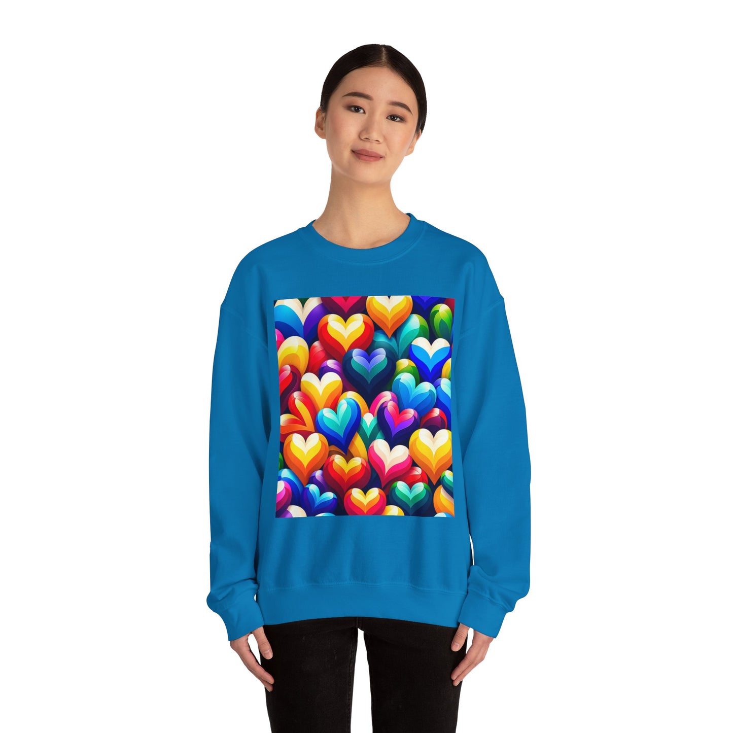 Unisex Heavy Blend™ Crewneck Sweatshirt (Colorful Hearts)