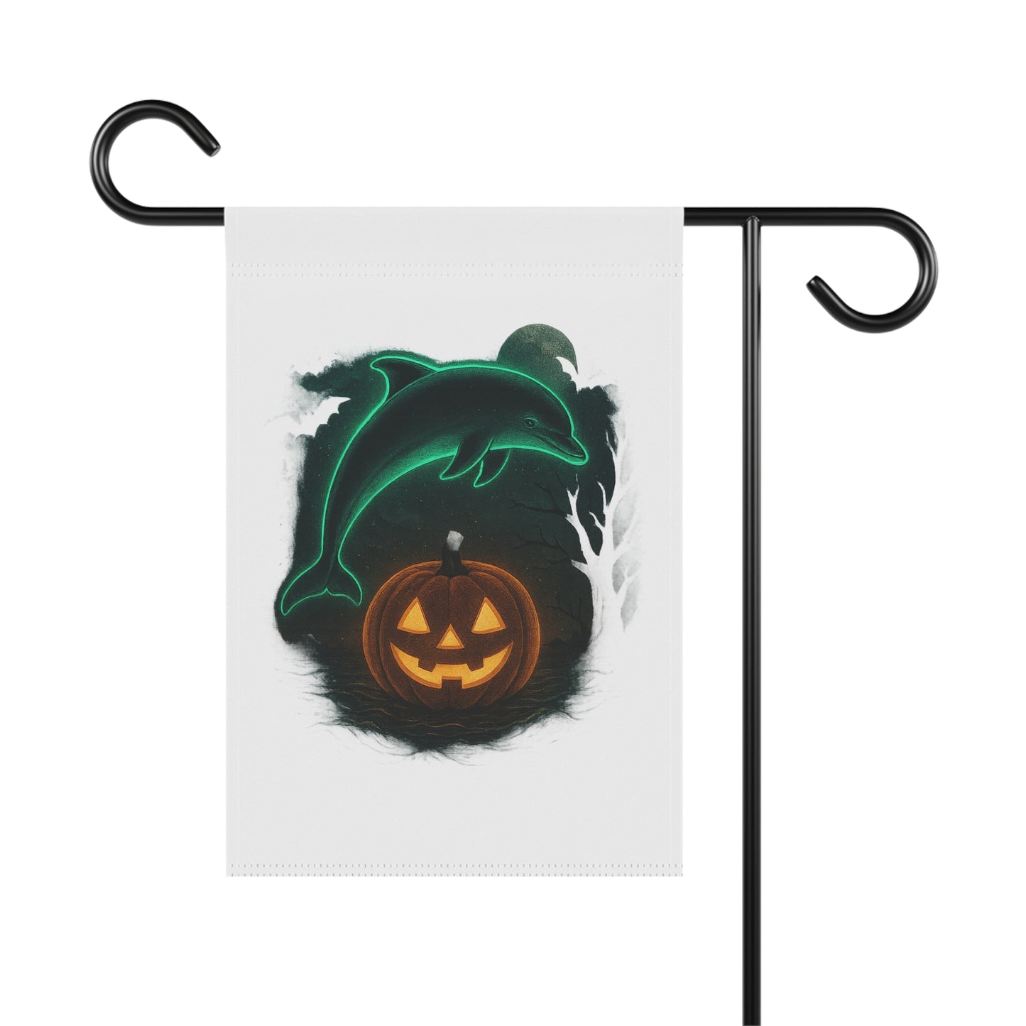 Spooky Dolphin Halloween Garden Flag – Outdoor Yard Decor