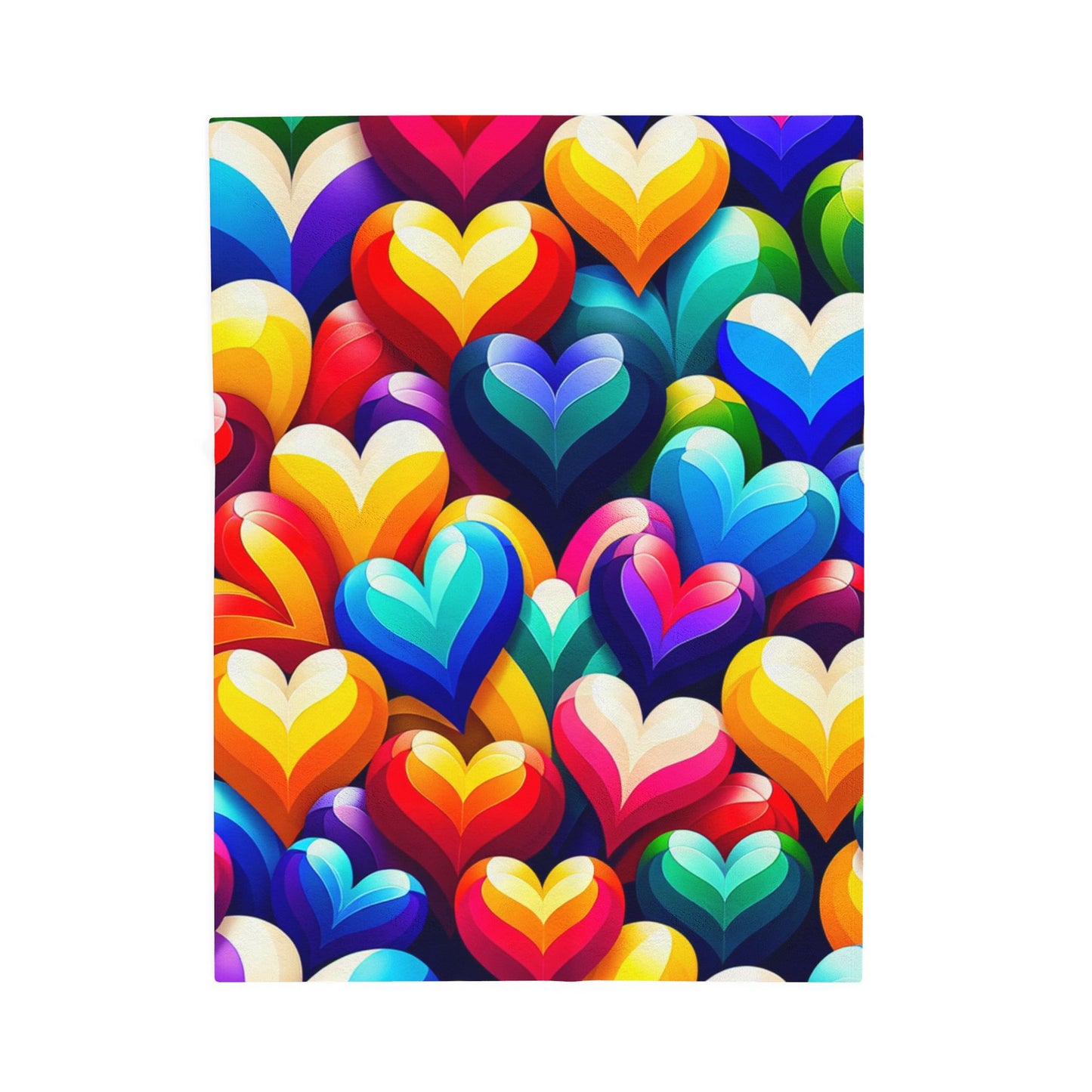 Velveteen Plush Blanket (Colorful Hearts)