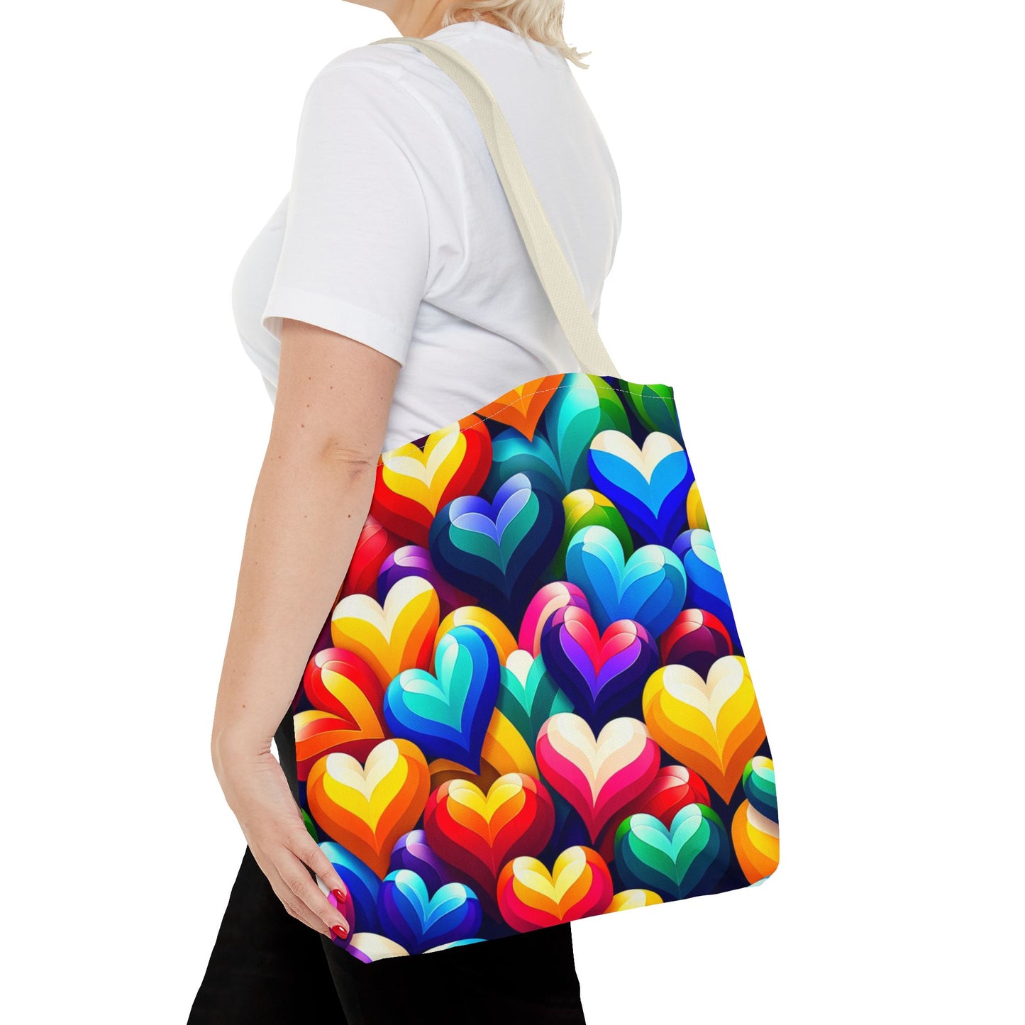 Tote Bag (AOP) (Colorful Hearts)