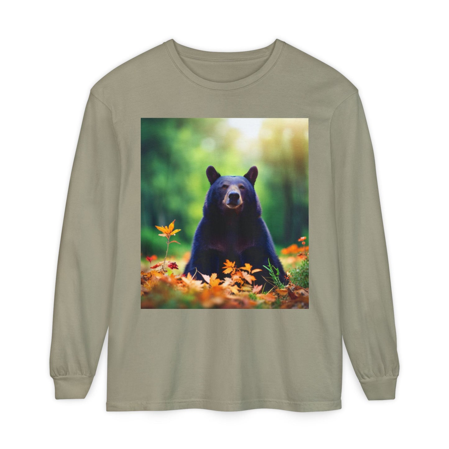 Unisex Garment-dyed Long Sleeve T-Shirt (Bear)