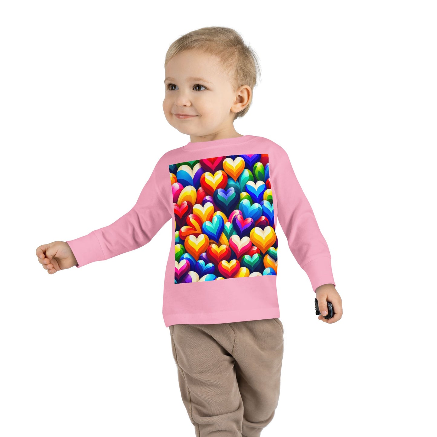 Toddler Long Sleeve Tee (Colorful Hearts)