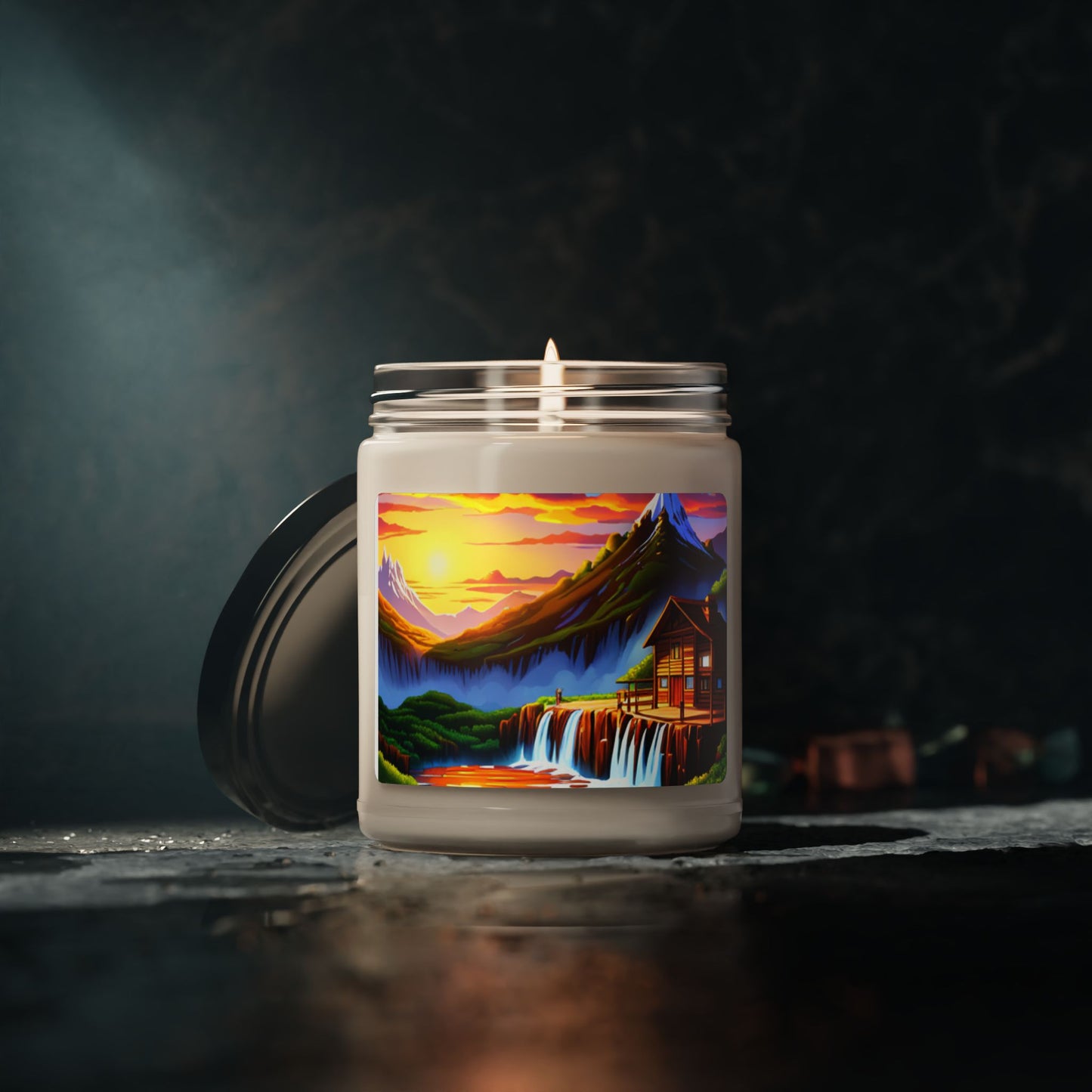 Scented Soy Candle, 9oz (Waterfall/Cabin)