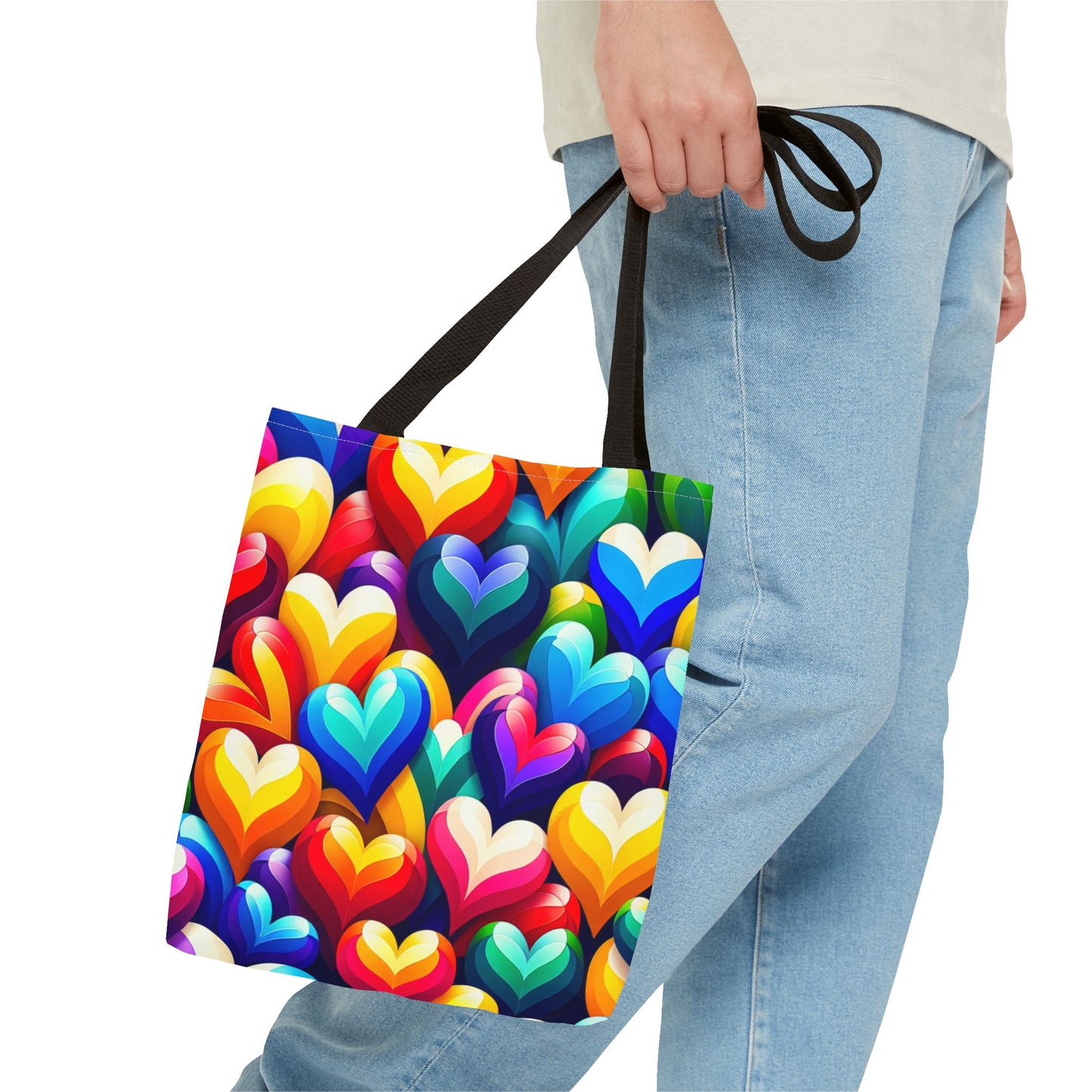 Tote Bag (AOP) (Colorful Hearts)