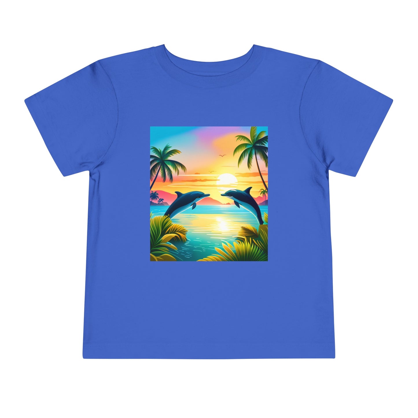 Toddler Short Sleeve Tee (Dolphin Palm Tree)