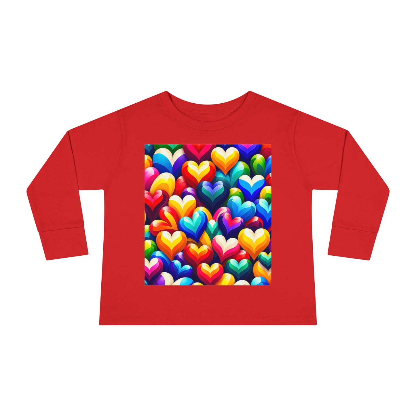 Toddler Long Sleeve Tee (Colorful Hearts)