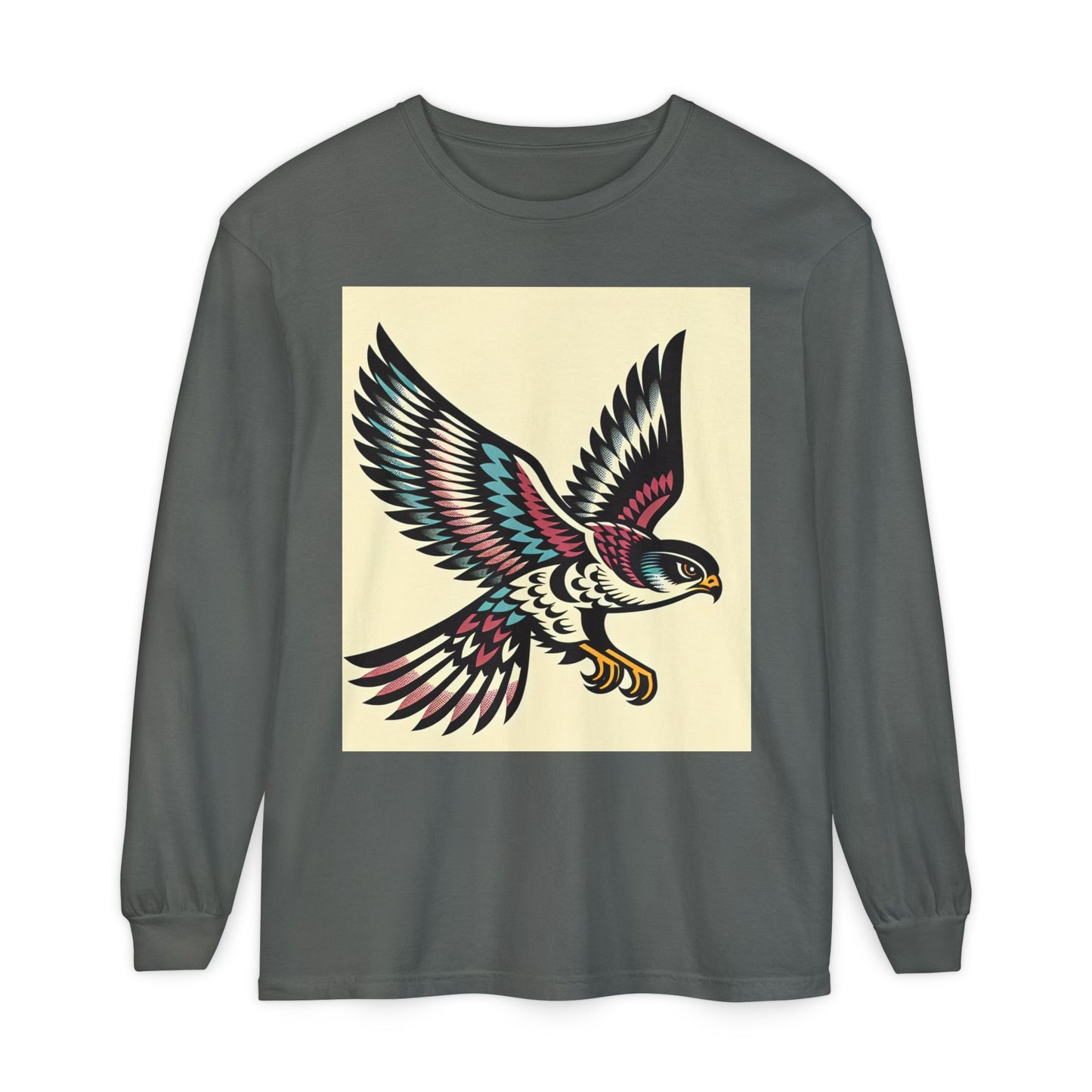 Unisex Garment-dyed Long Sleeve T-Shirt (Falcon)
