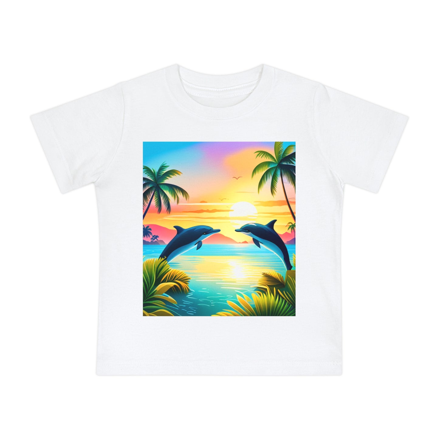 Baby Short Sleeve T-Shirt (Dolphin Palm Tree)