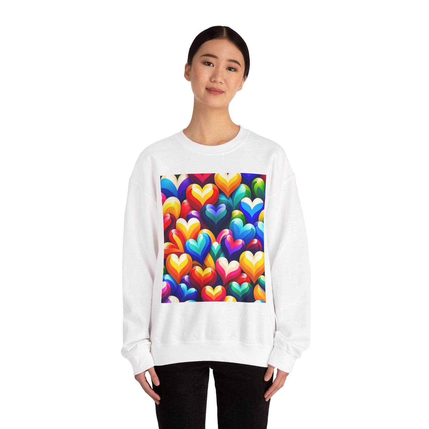 Unisex Heavy Blend™ Crewneck Sweatshirt (Colorful Hearts)
