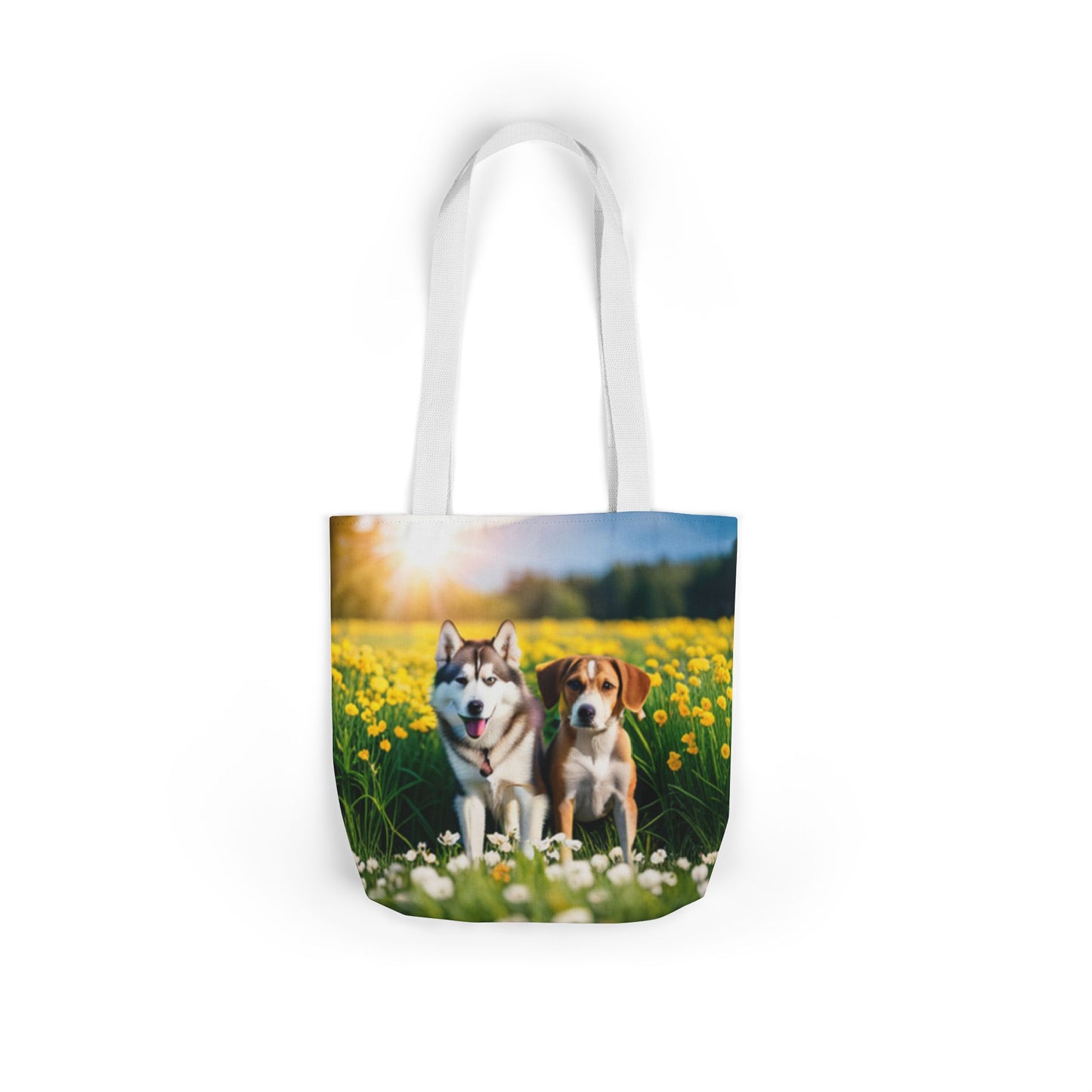 Canvas Tote Bag, 5-Color Straps (Husky/Beagle)