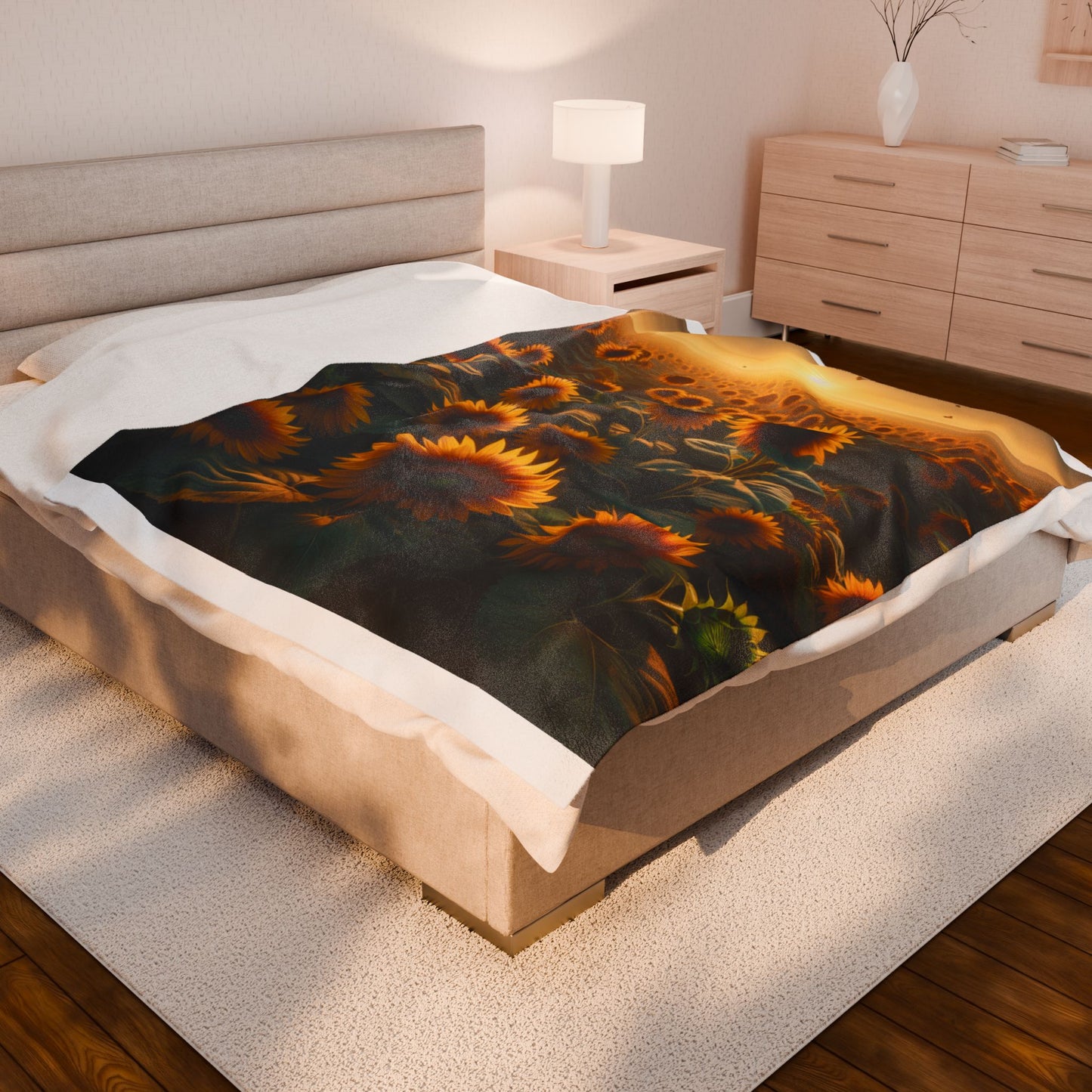 Velveteen Plush Blanket (Sunflowers)