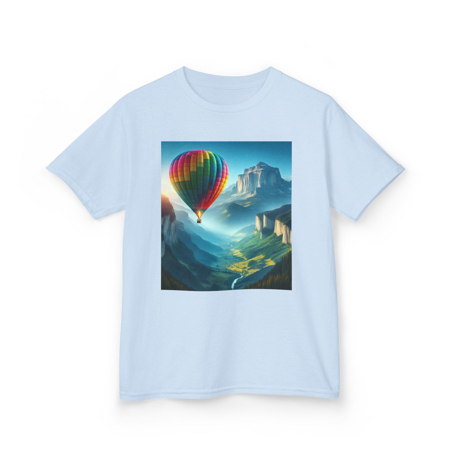 Kids Heavy Cotton™ Tee - Colorful Hot Air Balloon Adventure Tee for Young Explorers