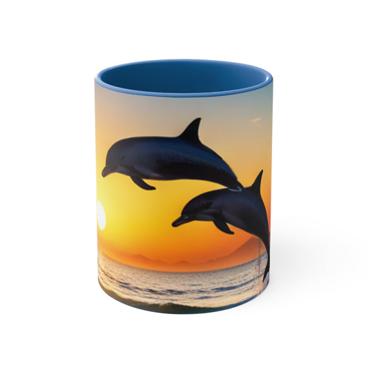Accent Coffee Mug, 11oz (Dolphins)
