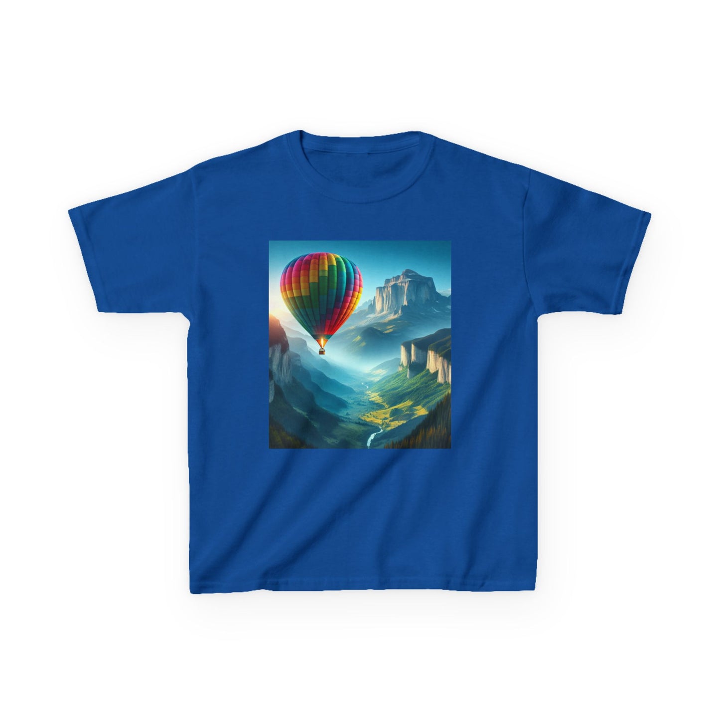 Kids Heavy Cotton™ Tee - Colorful Hot Air Balloon Adventure Tee for Young Explorers