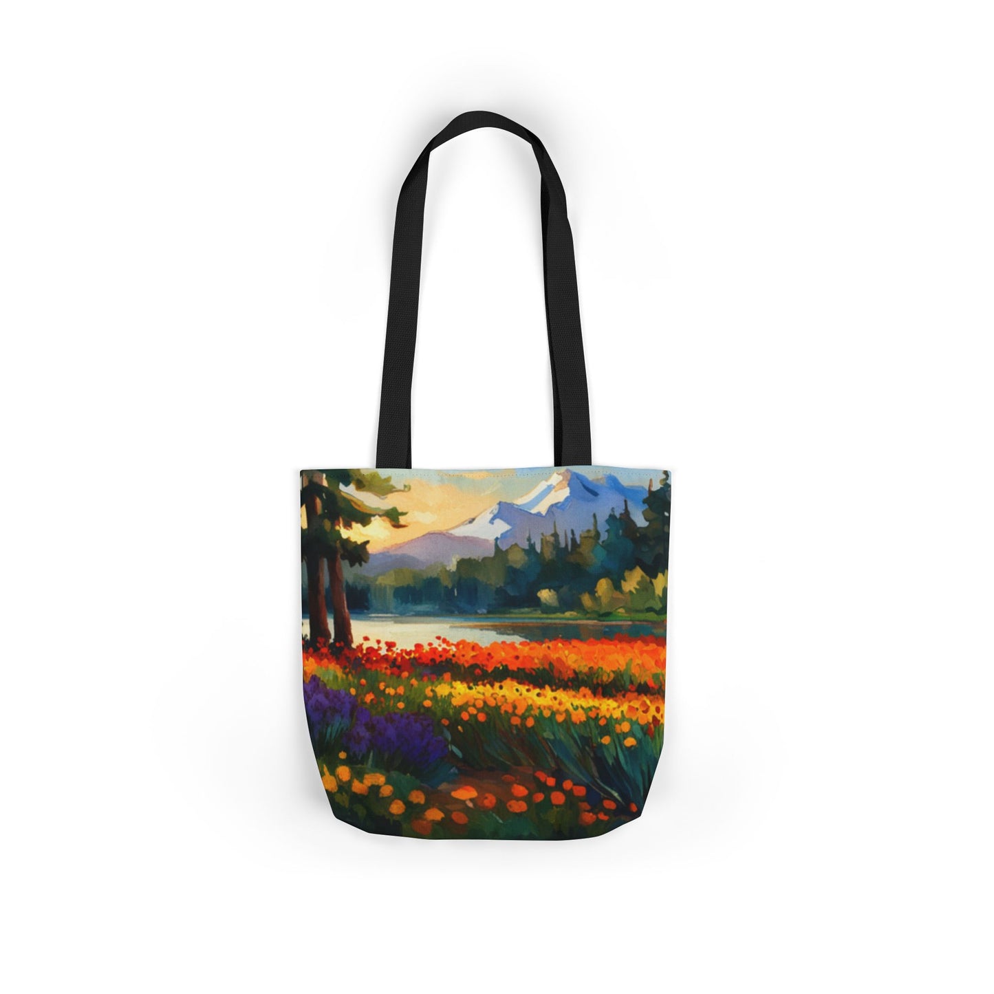 Canvas Tote Bag, 5-Color Straps (Flower Meadow)