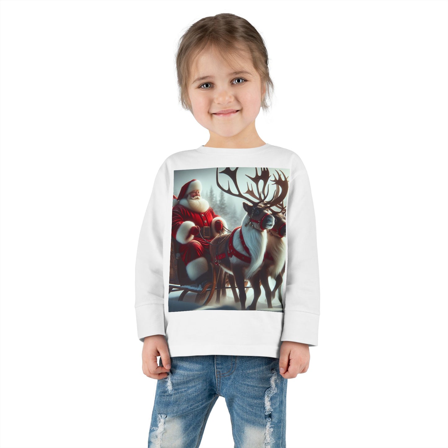 Toddler Long Sleeve Tee (Santa/Reindeer)