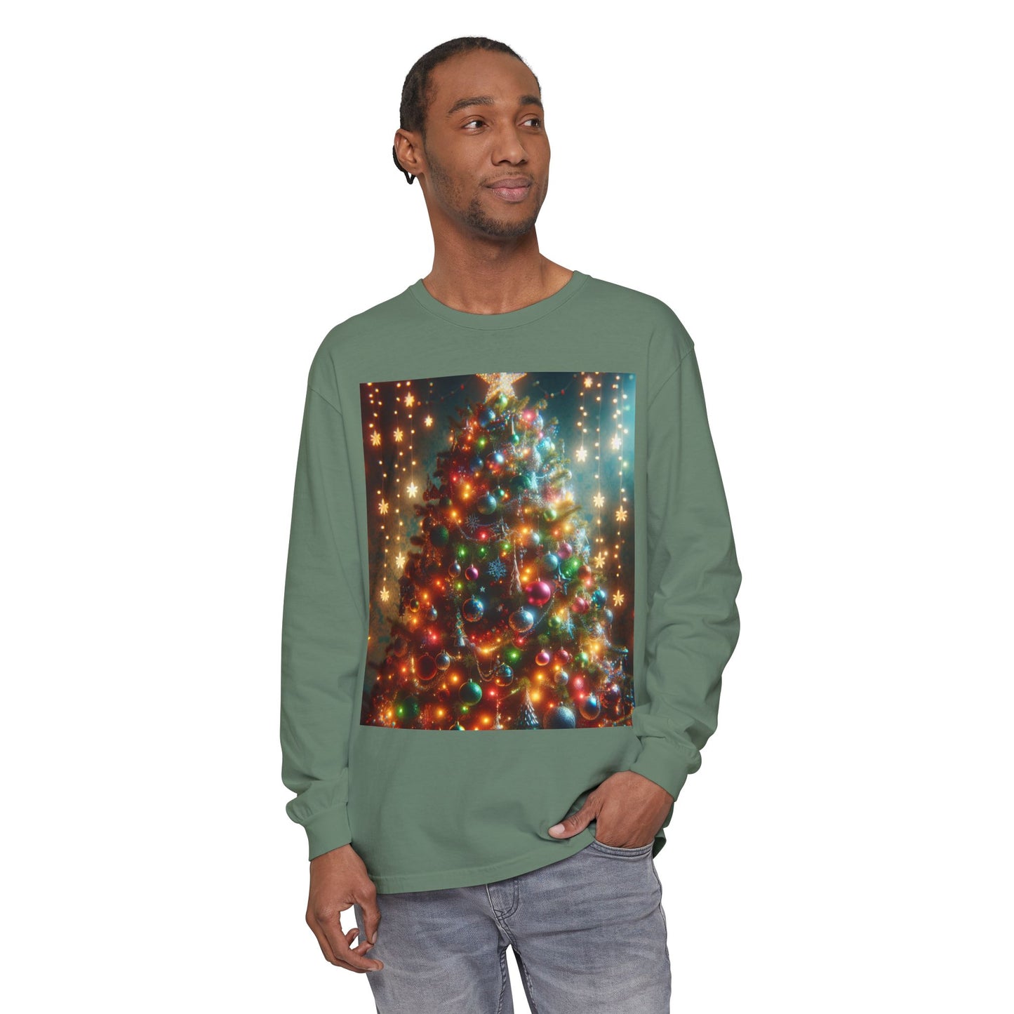 Unisex Garment-dyed Long Sleeve T-Shirt  (Tree)