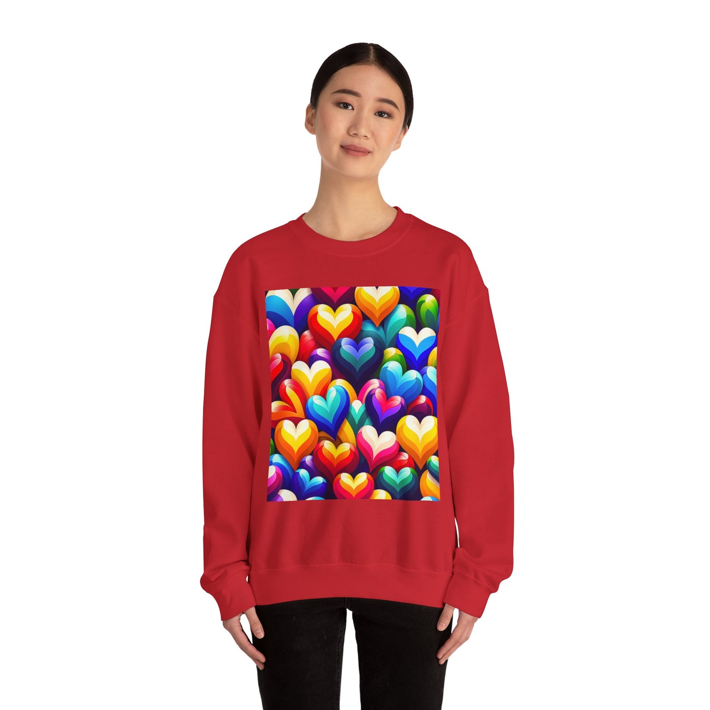 Unisex Heavy Blend™ Crewneck Sweatshirt (Colorful Hearts)