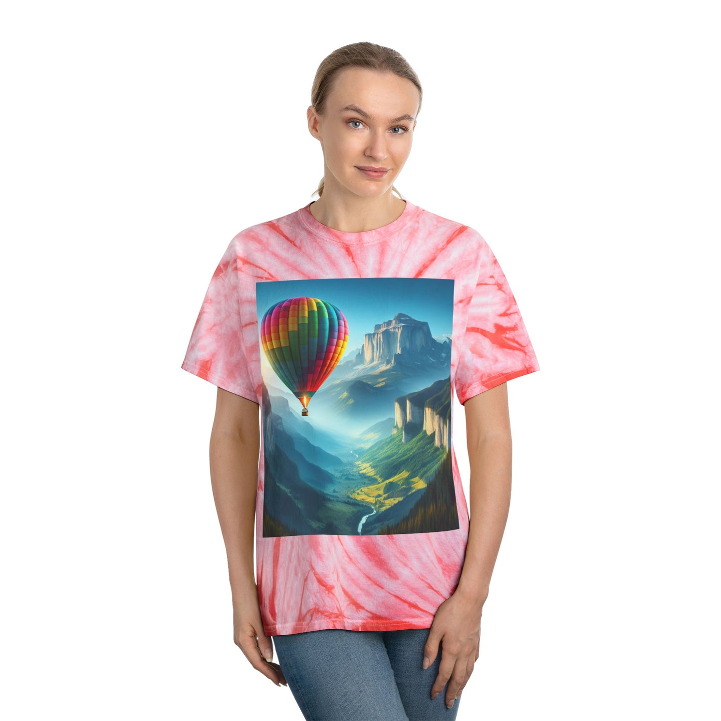 Cyclone Tie-Dye Tee with Hot Air Balloon Design - Vibrant Summer Graphic Tee