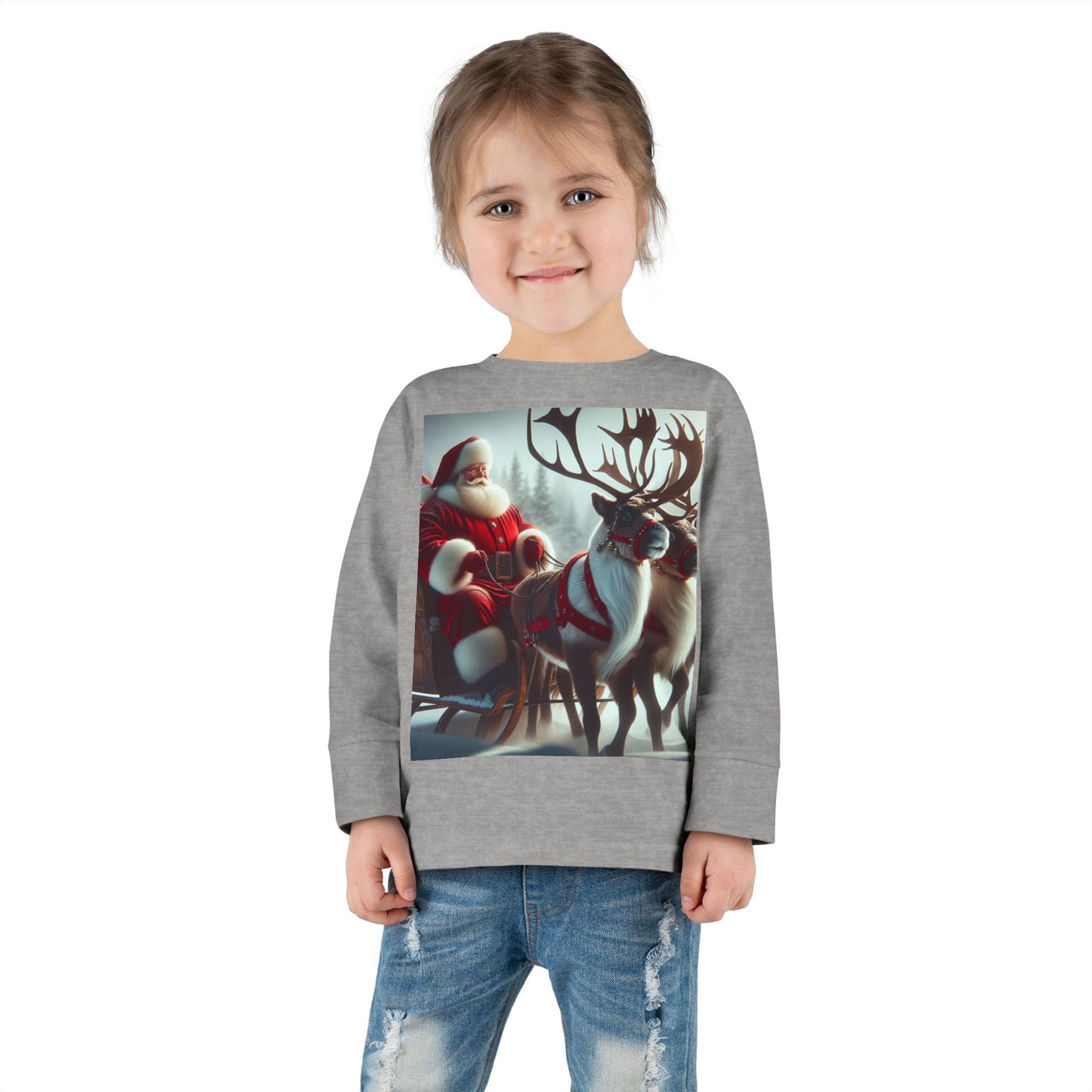 Toddler Long Sleeve Tee (Santa/Reindeer)