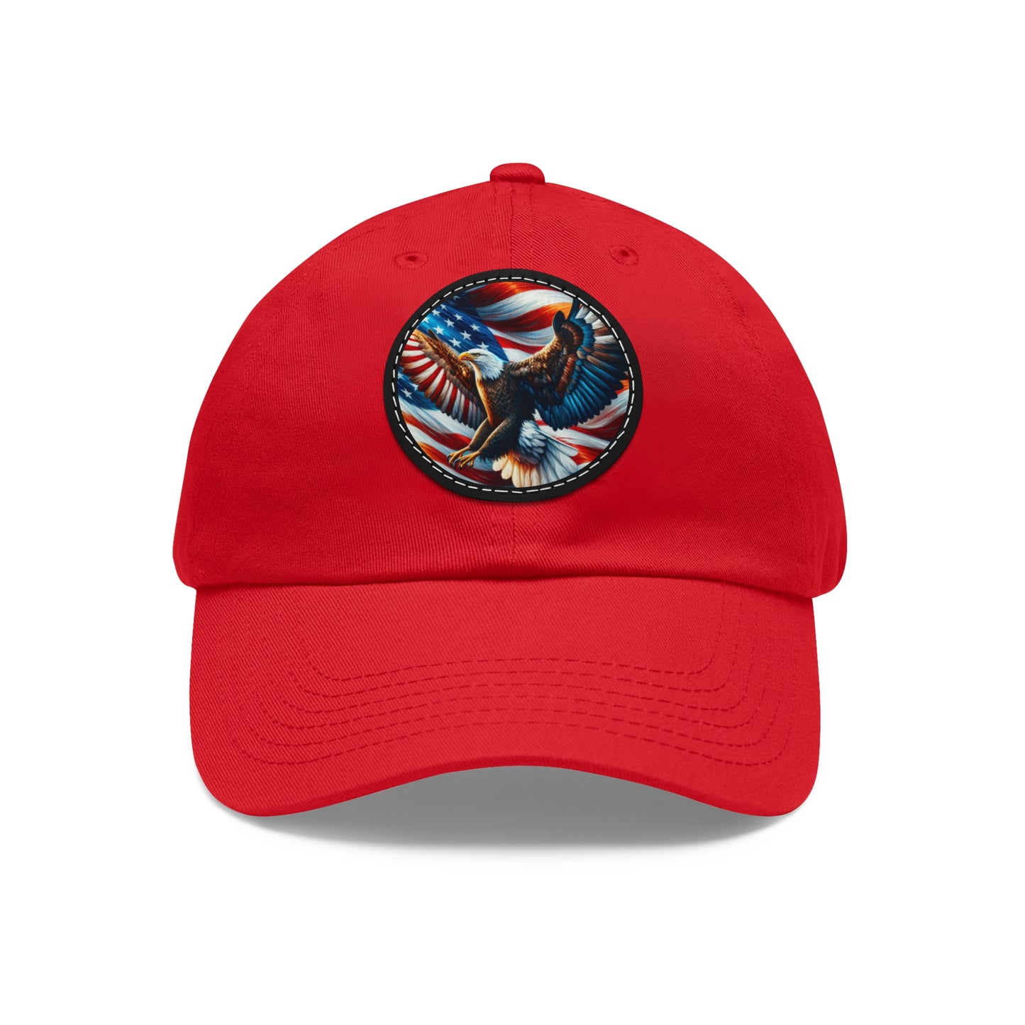Dad Hat with Leather Patch (Round) (Eagle)