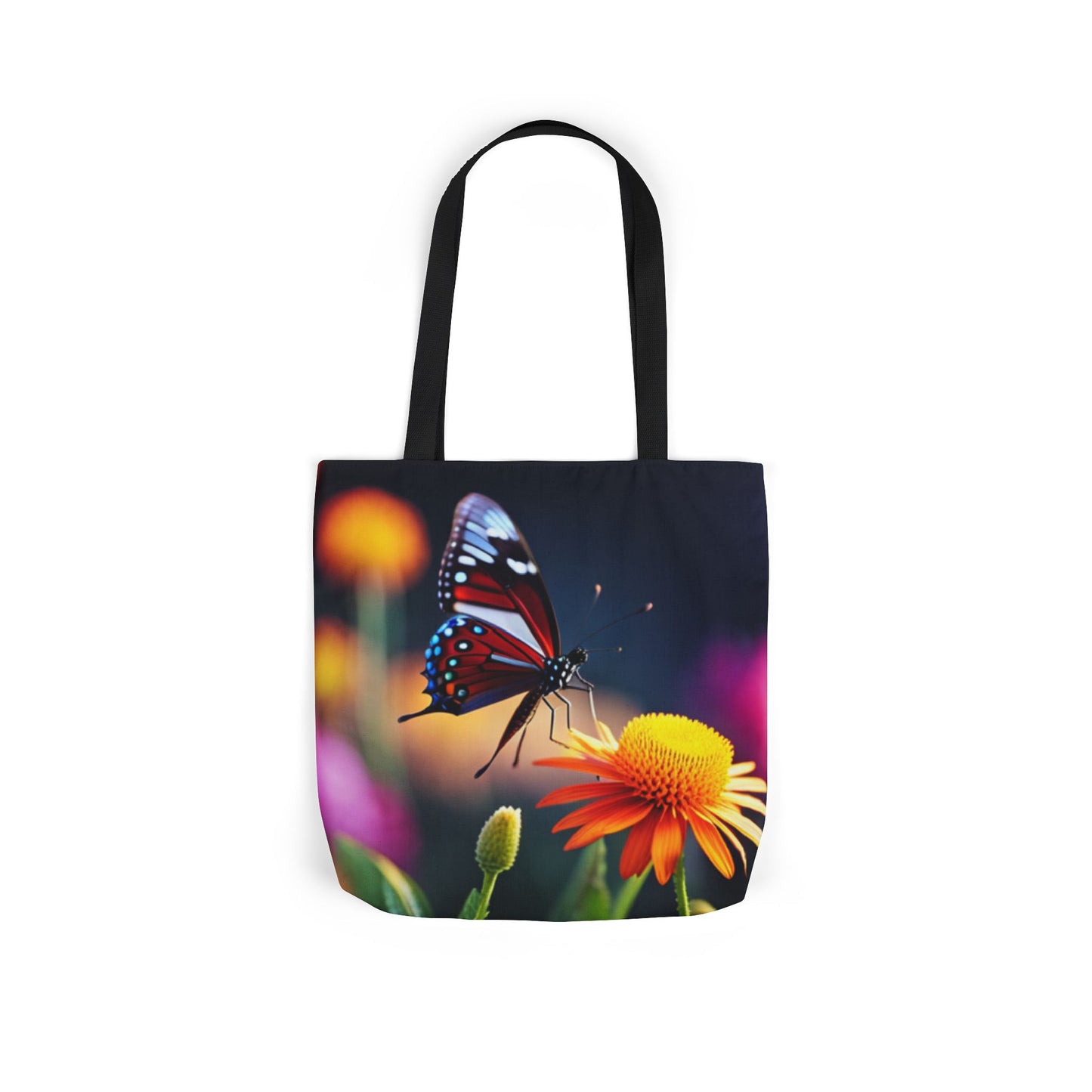 Canvas Tote Bag, 5-Color Straps (Butterflies)