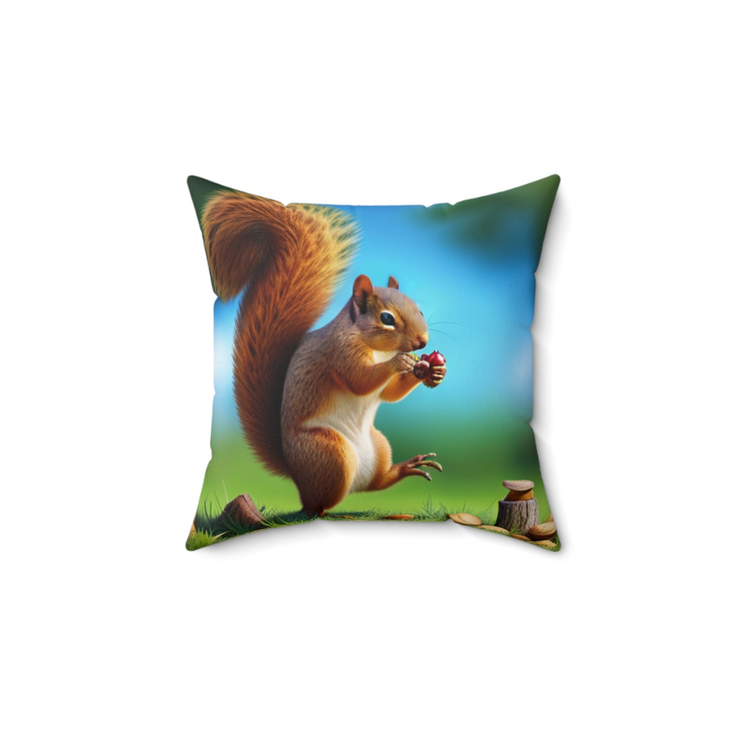 Spun Polyester Square Pillow (Squirrel)