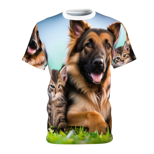 Unisex Cut & Sew Tee (AOP) (German Shephard)