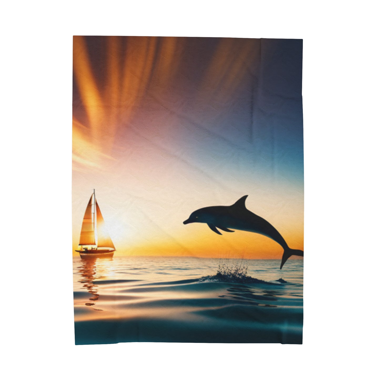 Velveteen Plush Blanket (Dolphin Sailboat)