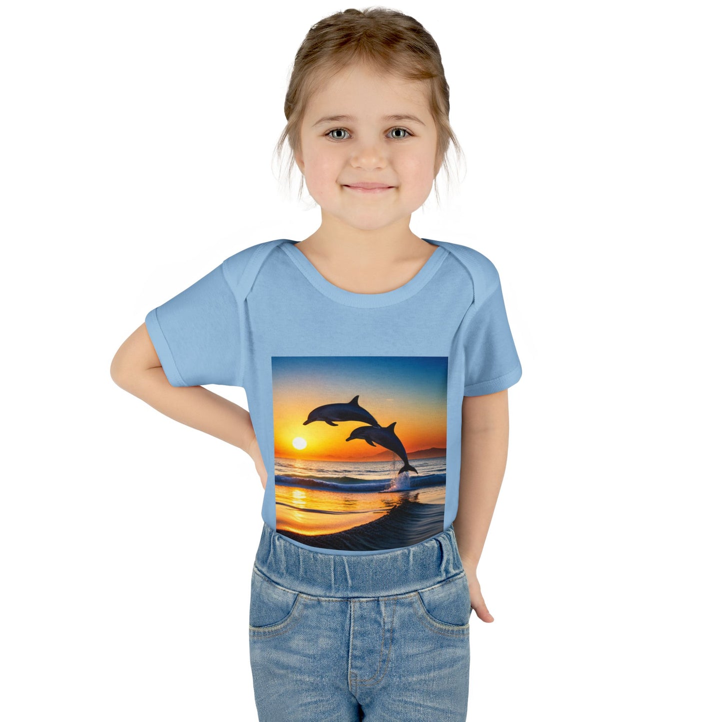 Infant Baby Rib Bodysuit (Dolphins)