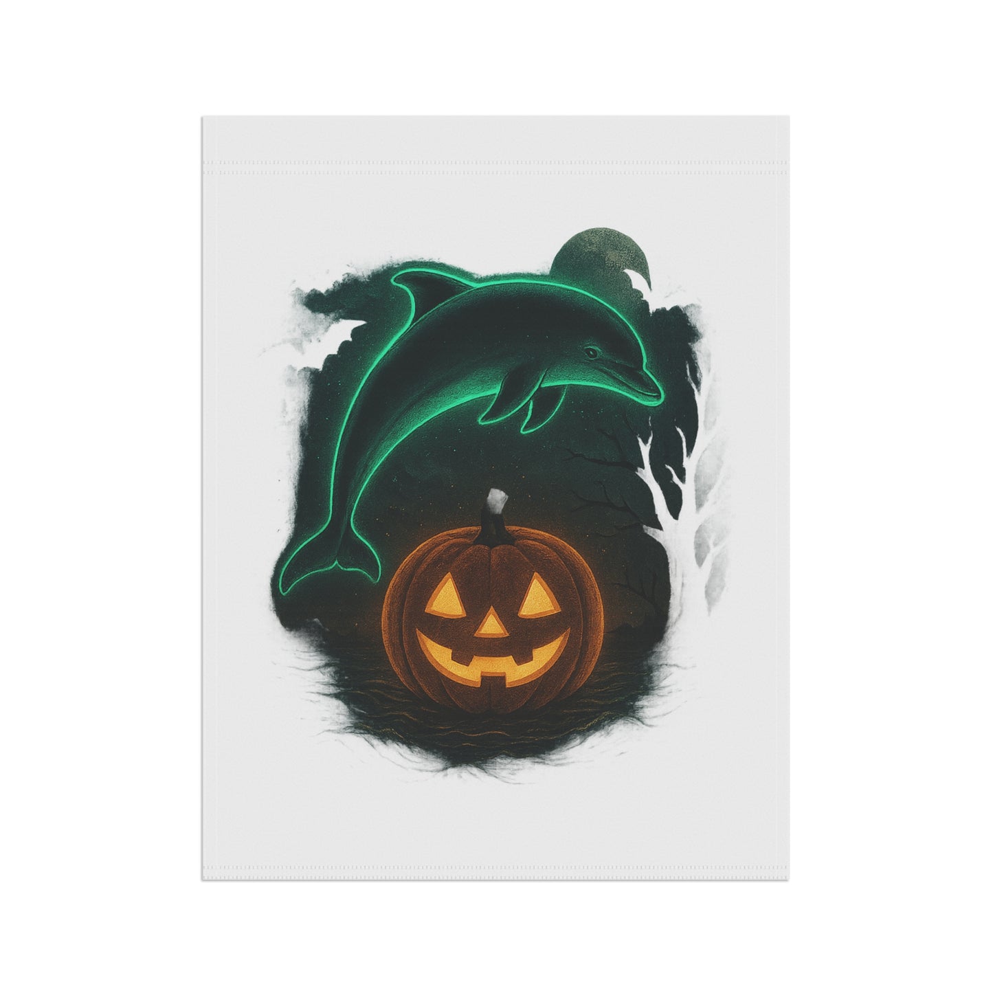 Spooky Dolphin Halloween Garden Flag – Outdoor Yard Decor