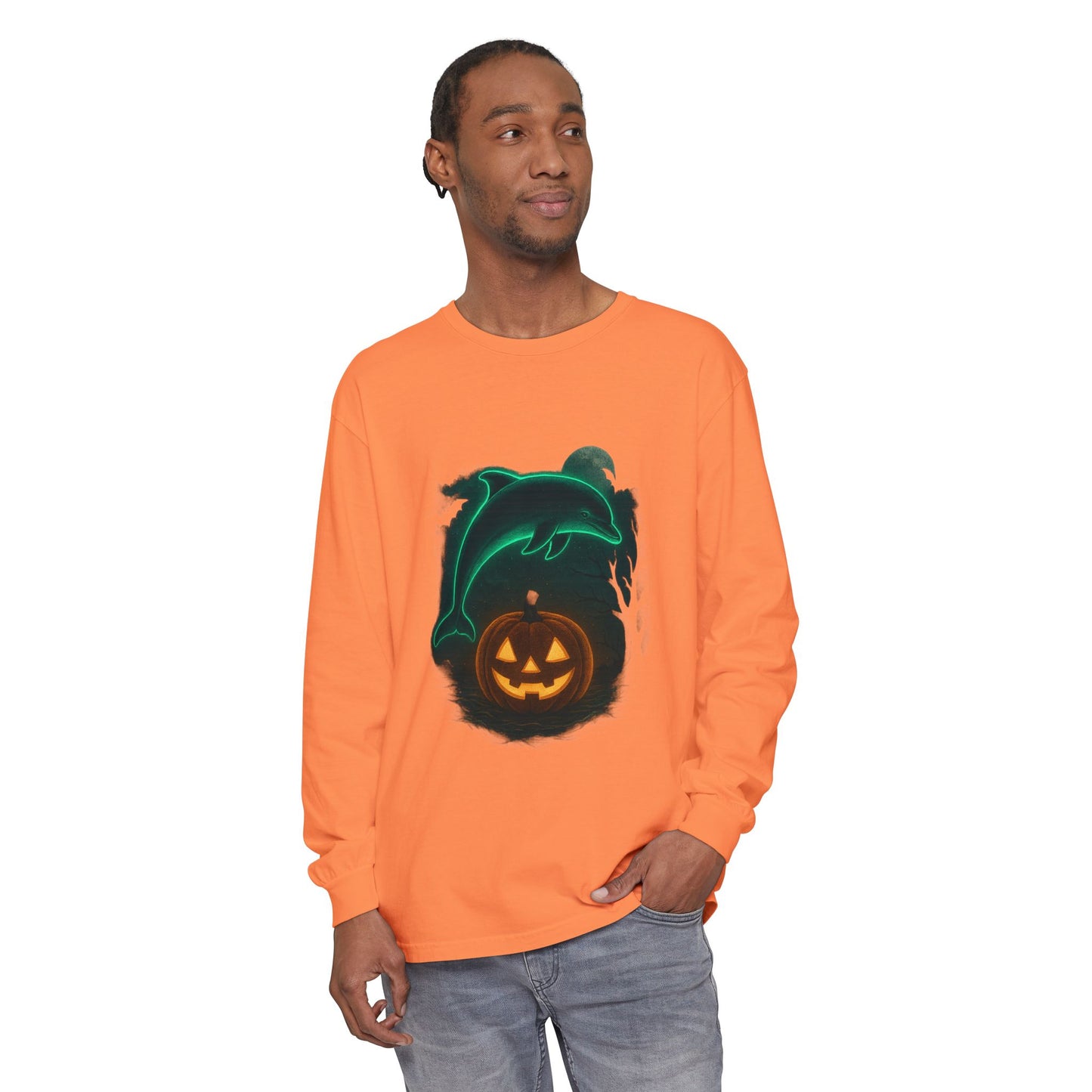 Spooky Dolphin Halloween Long Sleeve Tee