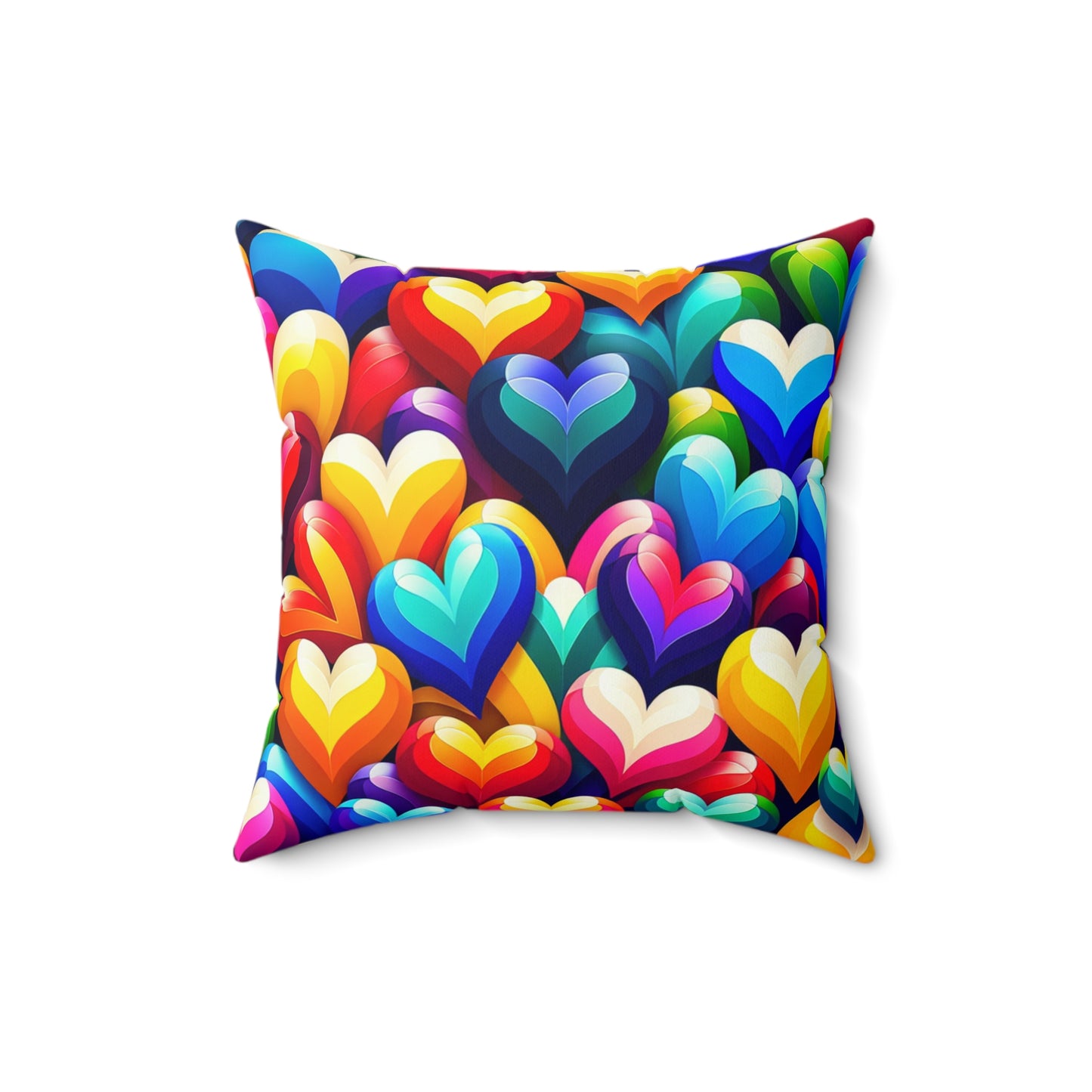 Spun Polyester Square Pillow (Colorful Hearts)