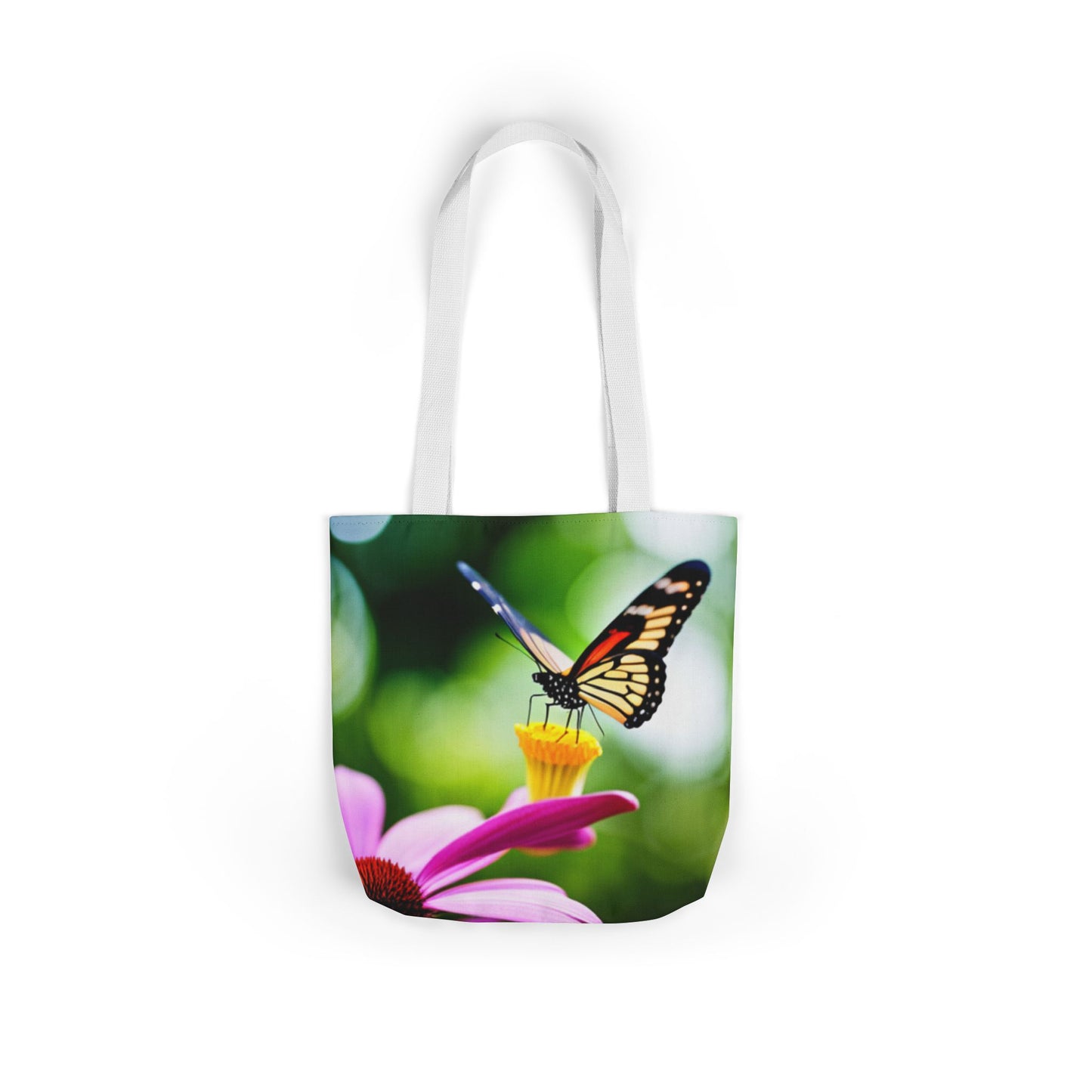 Canvas Tote Bag, 5-Color Straps (Butterflies)