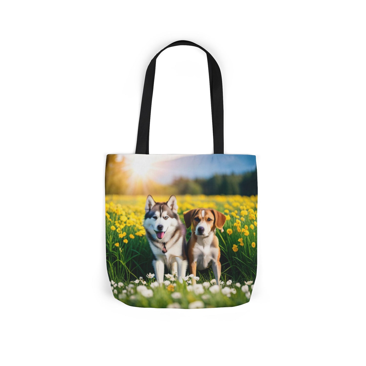 Canvas Tote Bag, 5-Color Straps (Husky/Beagle)