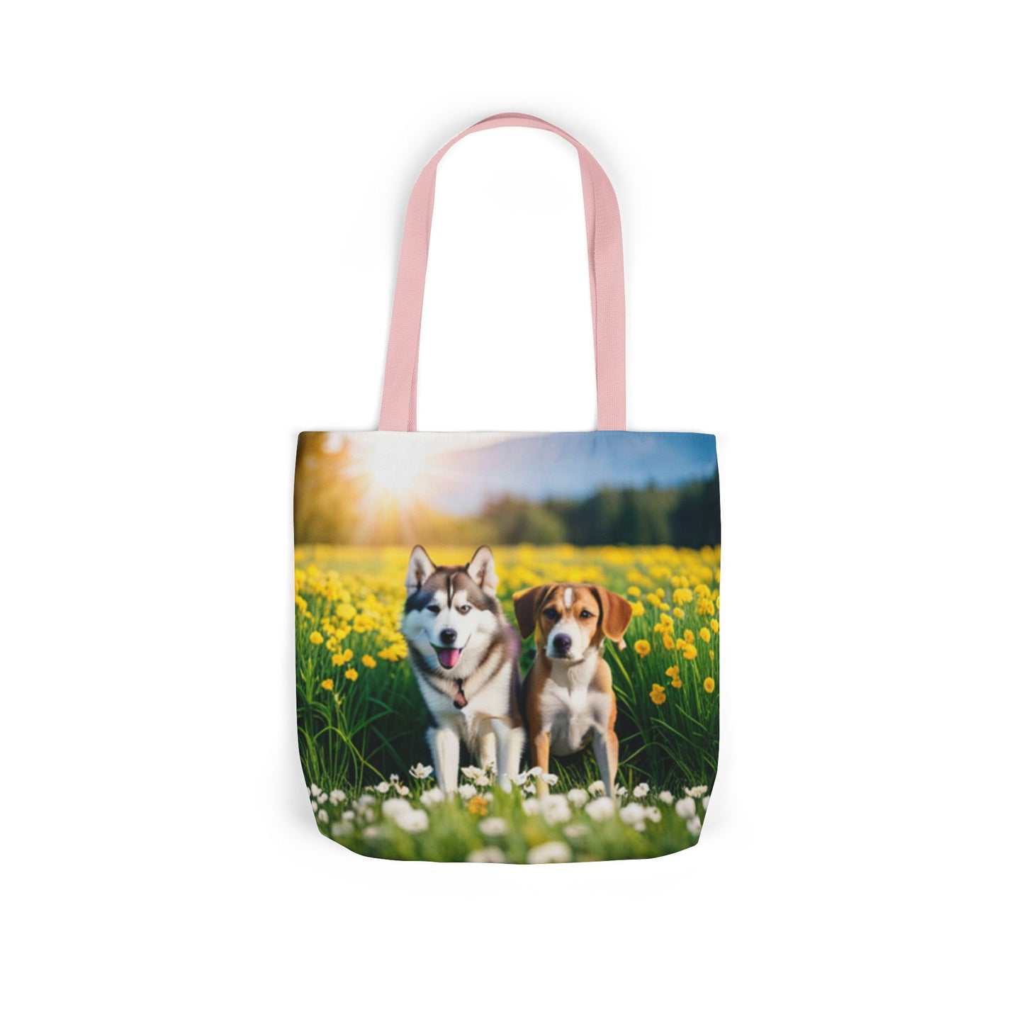 Canvas Tote Bag, 5-Color Straps (Husky/Beagle)